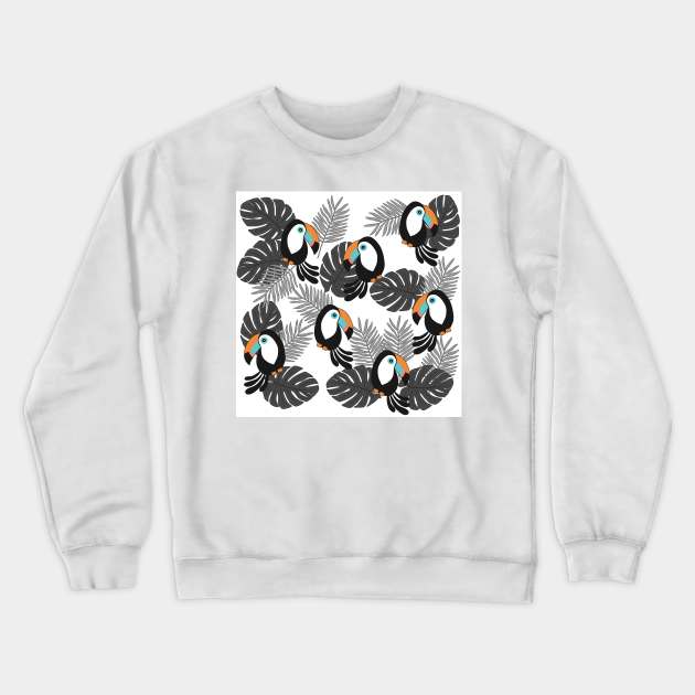 Toucan Pattern Crewneck Sweatshirt by valentinahramov